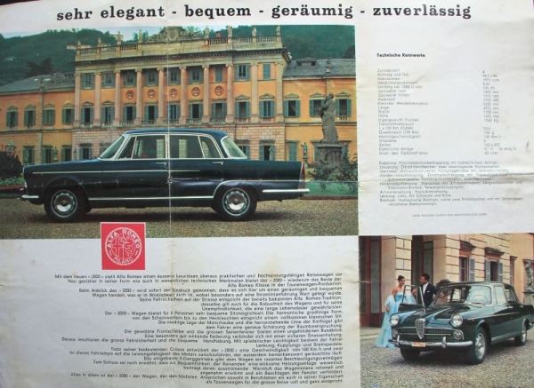 Alfa Romeo 2000 Sedan Modelprogram 1958 Carbrochure (7334)